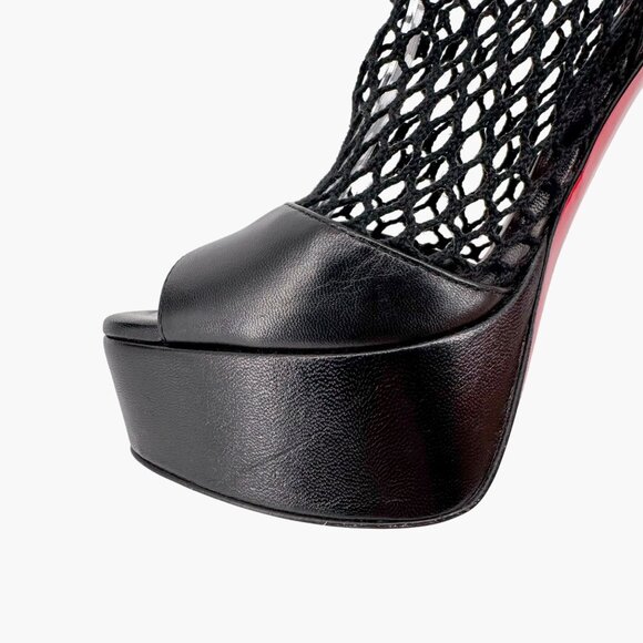 Christian Louboutin Plougesta Alta Black Fishnet Platform Pump Heel Size 38 US 8 - Picture 12 of 15